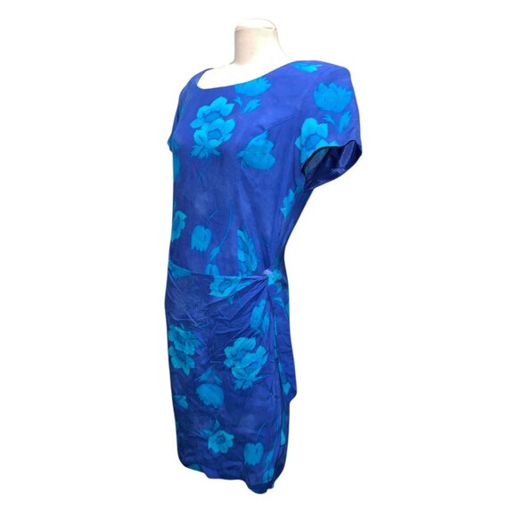 Vintage Blue Floral Wrap Dress by Jessica Howard Sz 14 (Large) Womens Short Slee - Picture 6 of 11